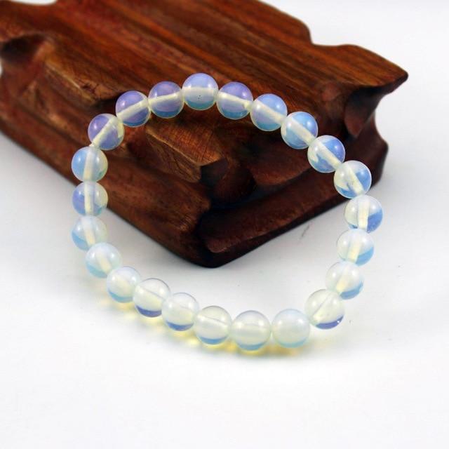 Charming Perfections Clear Opal Chakra Natural Crystal Stone Stretch Bracelets 8mm Jewelry with White background for Gift, Birthday, Anniversary, Wedding, Christmas Friendship and Holiday.