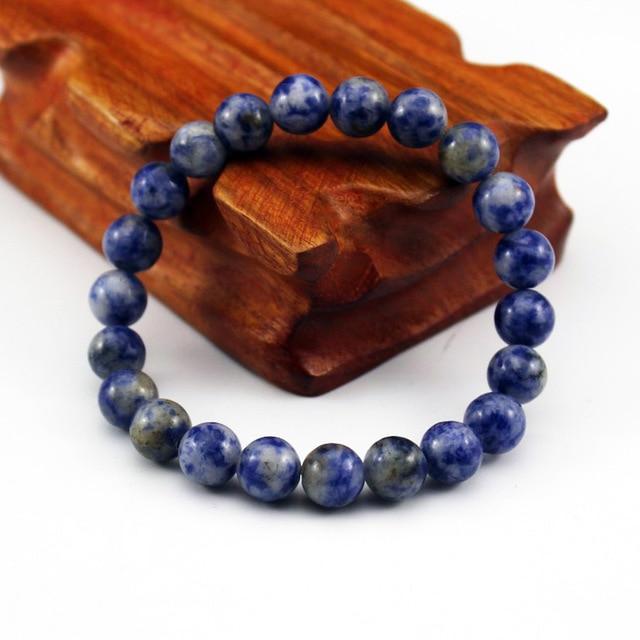 Charming Perfections Blue Lapis Lazuli Chakra Natural Crystal Stone Stretch Bracelets 8mm Jewelry with White background for Gift, Birthday, Anniversary, Wedding, Christmas Friendship and Holiday.