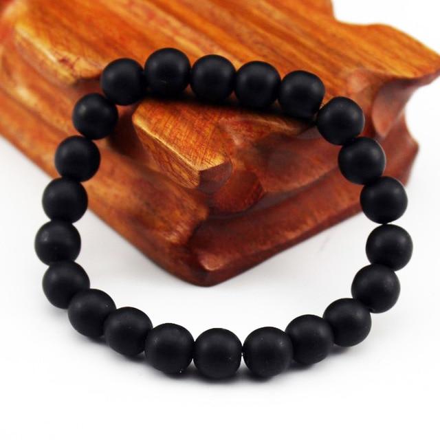 Charming Perfections Matte Black Onyx Chakra Natural Crystal Stone Stretch Bracelets 8mm Jewelry with White background for Gift, Birthday, Anniversary, Wedding, Christmas Friendship and Holiday.