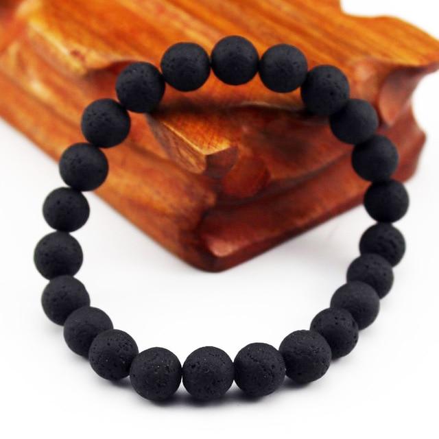 Charming Perfections Black Lava Stone Chakra Natural Crystal Stone Stretch Bracelets 8mm Jewelry with White background for Gift, Birthday, Anniversary, Wedding, Christmas Friendship and Holiday.