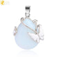 Natural Stone Water Drop Pendant Butterfly Flower