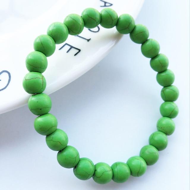 Charming Perfections  Green Turquoise Chakra Natural Crystal Stone Stretch Bracelets 8mm Jewelry with White background for Gift, Birthday, Anniversary, Wedding, Christmas Friendship and Holiday.