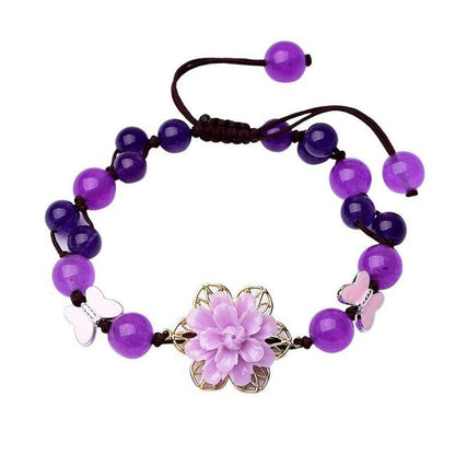 Purple Chalcedony Crystal Bracelet Retro Style