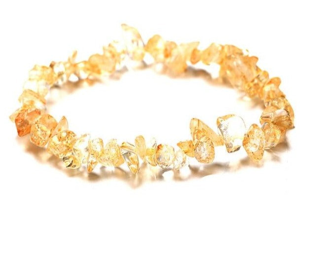 Charming Perfections Chakra Chipped Orange Yellow Citrine Chakra Natural Crystal Stone Stretch Bracelet Jewelry with White background for Gift, Birthday, Anniversary, Wedding, Christmas Friendship and Holiday.