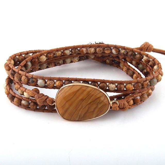 Charming Perfections Brown Tiger Eye Crystal Natural Stone Wrap Bracelet Jewelry with white background for Gift, Birthday, Anniversary, Wedding, Christmas Friendship and Holiday