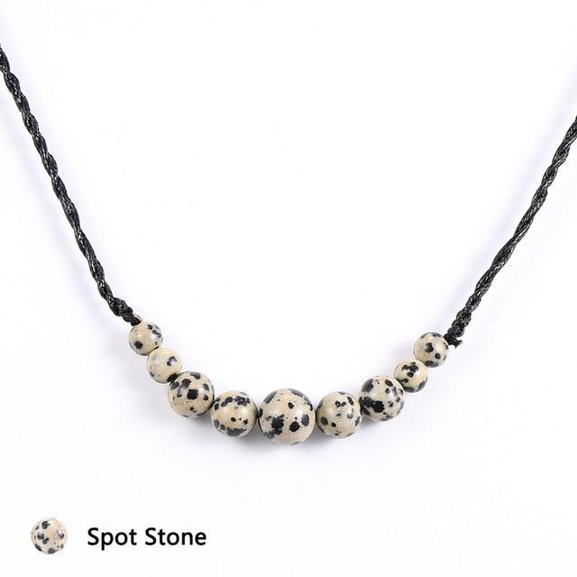 Natural Stone Adjustable Waxed Rope Wrap Necklace