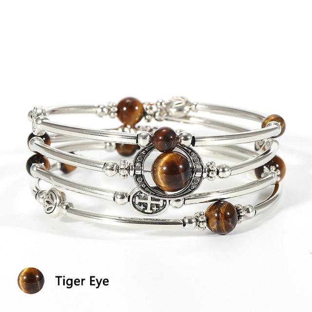 Natural Stone Multilayer Copper Tube Yoga Bracelet Bangle