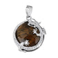 Natural Stone Pendants Silver Plated Dragon Charm Necklace