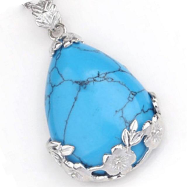 Teardrop Flower Stone Pendants Necklace Exquisite