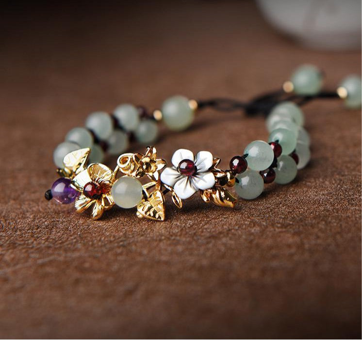 Luxury Aventurine & Garnet Vintage Handmade Bracelet