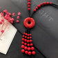 Powerful Red Pendant Vintage Necklace