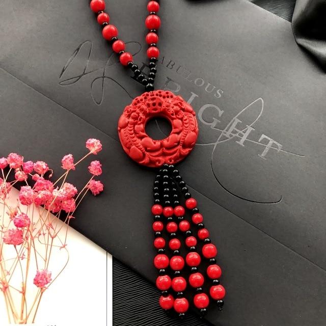 Powerful Red Pendant Vintage Necklace