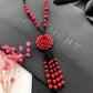 Powerful Red Pendant Vintage Necklace