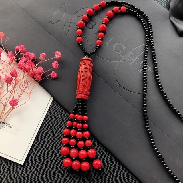 Powerful Red Pendant Vintage Necklace