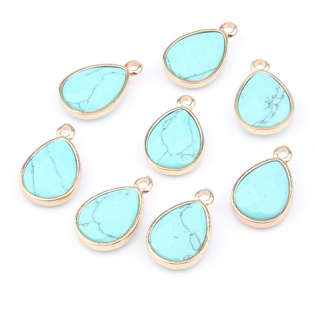 Water Drop Shape Natural Stone Pendant and Necklace