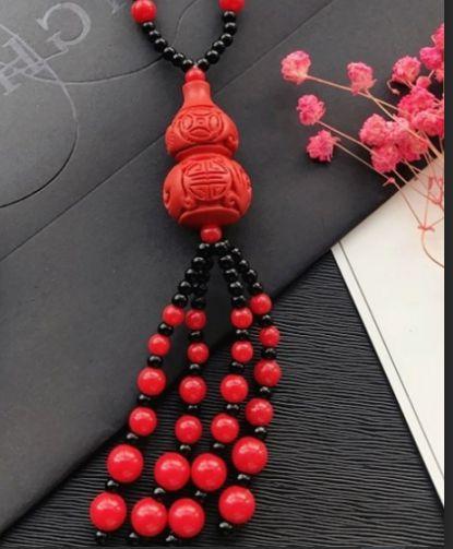 Powerful Red Pendant Vintage Necklace