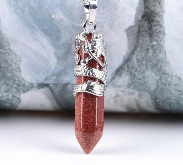 Charming Perfections Rusty Red Sandstone Crystal Natural Stone Pendant Necklace Jewelry with gray white background for Gift, Birthday, Anniversary, Wedding, Christmas Friendship and Holiday